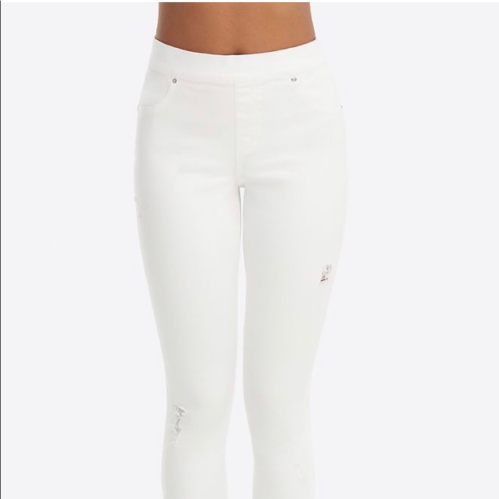 Spanx White Distressed Skinny Jeans xs